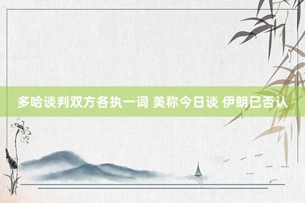 多哈谈判双方各执一词 美称今日谈 伊朗已否认